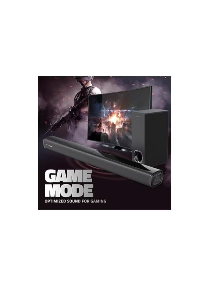 Faster 2.1 Channel Home Theater Soundbar with Wired Subwoofer – 80W Powerful Audio