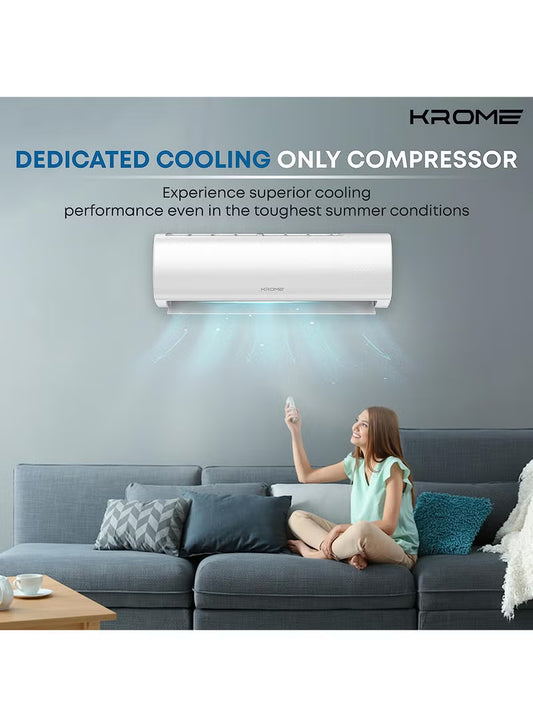 Krome 1.5 Ton Split Air Conditioner – 18000 BTU, GMCC Rotary Compressor, Fast Cooling, R-410a, White – KR-AR18MT3