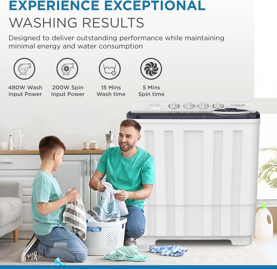 Krome KR-WSA200K 20KG Twin Tub Semi-Automatic Washing Machine – White