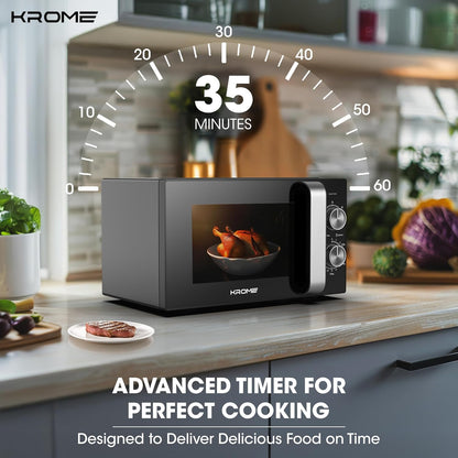 KROME 31L Digital Microwave Oven, 1000W, 10 Auto Menus, Child Lock – Model KR-MW31DM (Black)