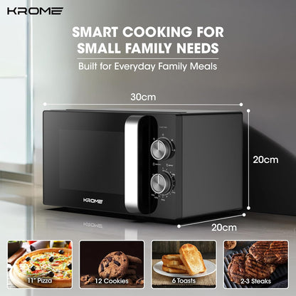 KROME 25L Digital Microwave Oven, 900W, 8 Auto Menus, Child Lock – Model KR-MW25DM (Black)
