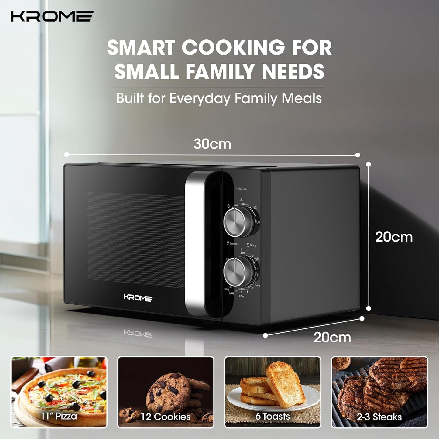 KROME 31L Digital Microwave Oven, 1000W, 10 Auto Menus, Child Lock – Model KR-MW31DM (Black)