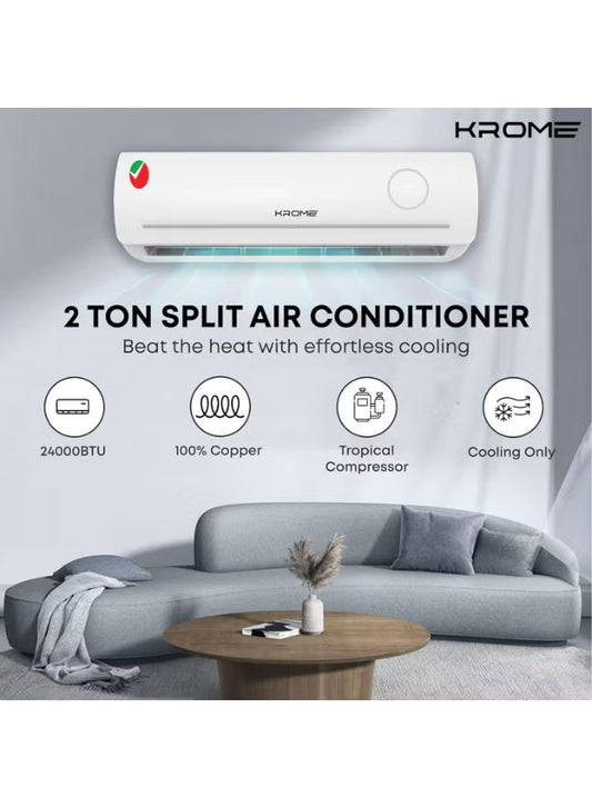 Krome 2 Ton Split Air Conditioner – T3 Rotary Compressor, 24000 BTU, Cool Only – Model KR-AR24MT3-BH