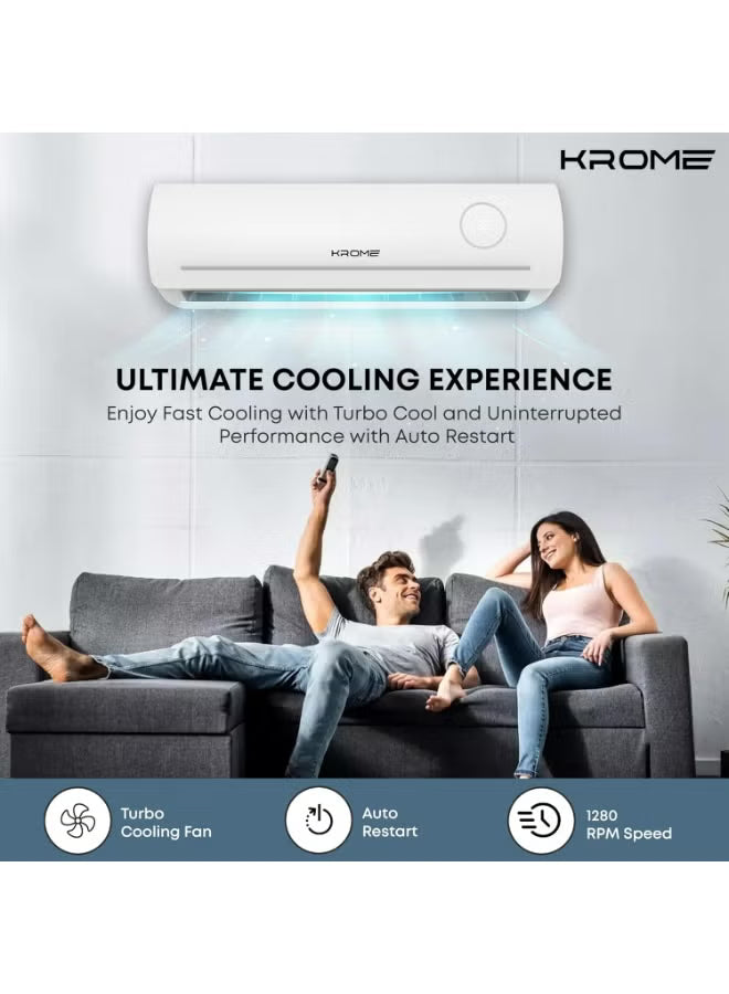 Krome 2 Ton Split Air Conditioner – T3 Rotary Compressor, 24000 BTU, Cool Only – Model KR-AR24MT3-BH