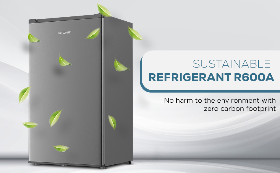 KROME 120L Single Door Refrigerator Mini Fridge – Inox Silver | Model KR-RDC120H