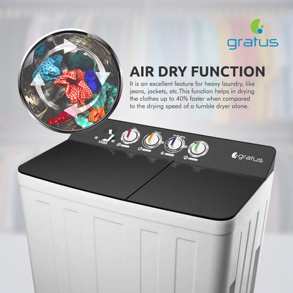 Gratus 20 KG Top Load Semi-Automatic Washing Machine (GSWM07KCDX1)