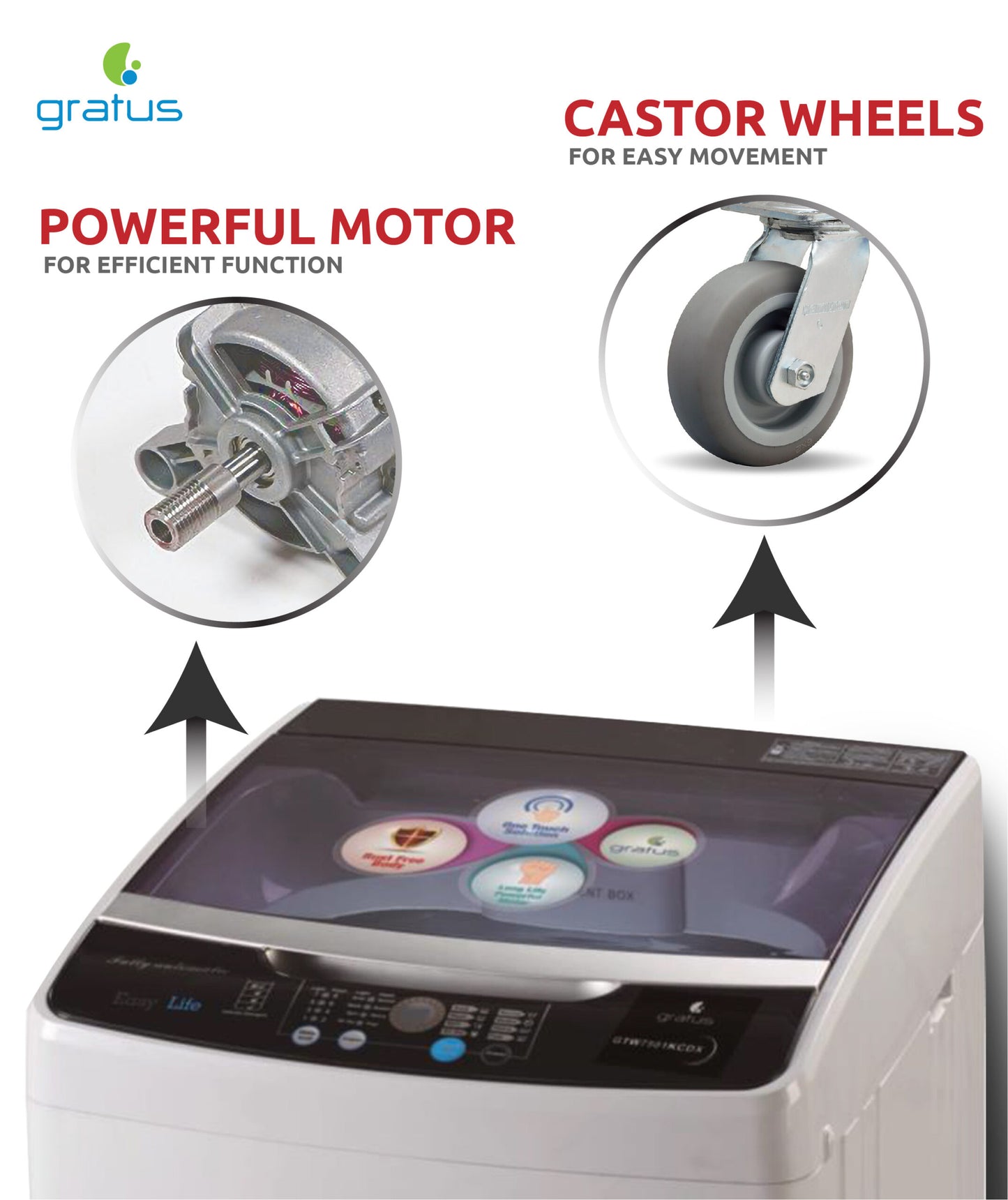 Gratus  7 KG Fully Automatic Top Load Washing Machine – Model WX071FCDX