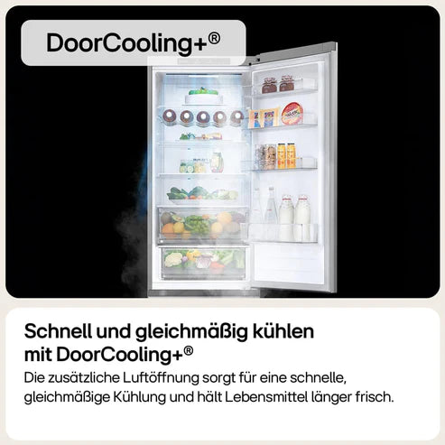 LG 387L No Frost Class A Fridge Freezer with FlatDoor Design, GBV7280AMB