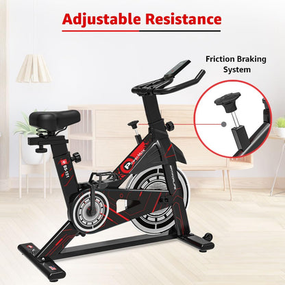 PowerMax Fitness Bs-151 Exercise Spin Bike With 10Kg Flywheel, Lcd Display And Friction Braking System For Home Workout - Black