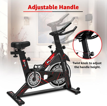 PowerMax Fitness Bs-151 Exercise Spin Bike With 10Kg Flywheel, Lcd Display And Friction Braking System For Home Workout - Black