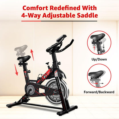 PowerMax Fitness Bs-151 Exercise Spin Bike With 10Kg Flywheel, Lcd Display And Friction Braking System For Home Workout - Black