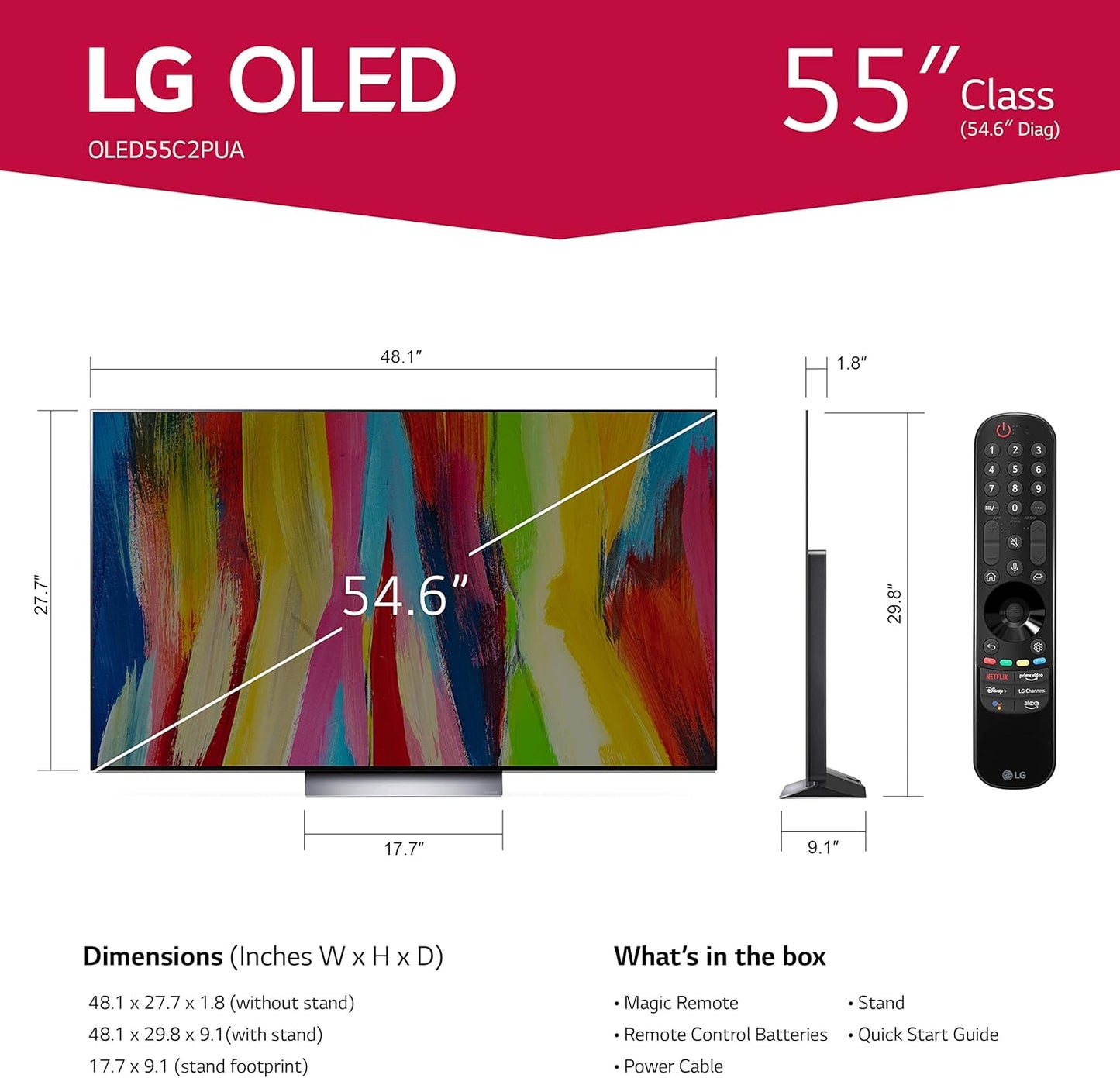 LG OLED evo 55″ 4K Smart TV – C2 Series | Pure Cinema, Smart AI