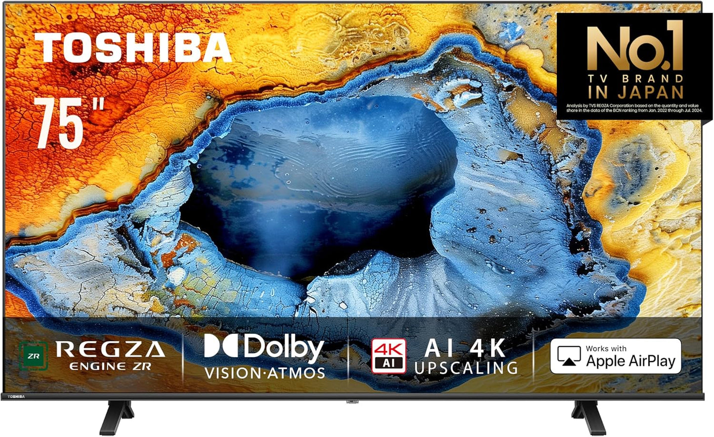 Toshiba 75 inch Native 144Hz VRR QLED Smart TV Z670M -Quantom Dot Colour, AI Piture Optimizer, AI Auto View Pro, AI 4K Upscaling, REGZA Power Audio Pro, Game Mode Pro, Dolby Atmos (2025 Model)