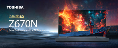 Toshiba 75 inch Native 144Hz VRR QLED Smart TV Z670M -Quantom Dot Colour, AI Piture Optimizer, AI Auto View Pro, AI 4K Upscaling, REGZA Power Audio Pro, Game Mode Pro, Dolby Atmos (2025 Model)