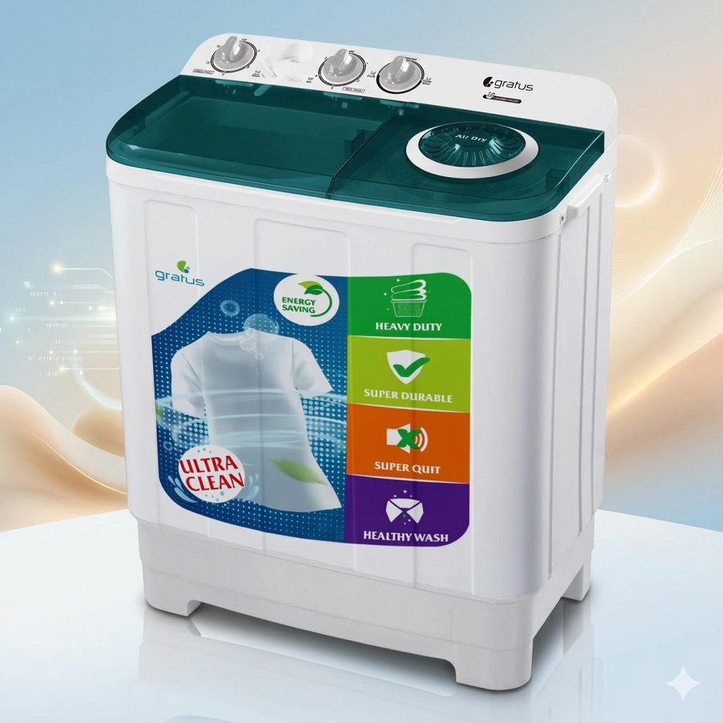 Gratus 10 KG Top Load Semi-Automatic Washing Machine (GSWM07KCDX1)