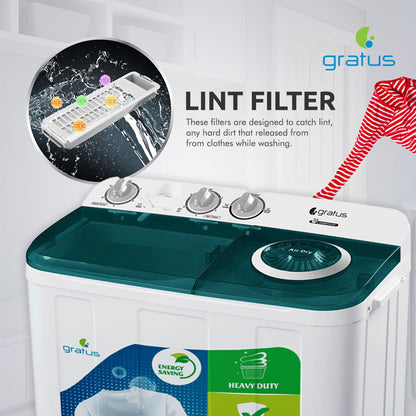 Gratus 10 KG Top Load Semi-Automatic Washing Machine (GSWM07KCDX1)