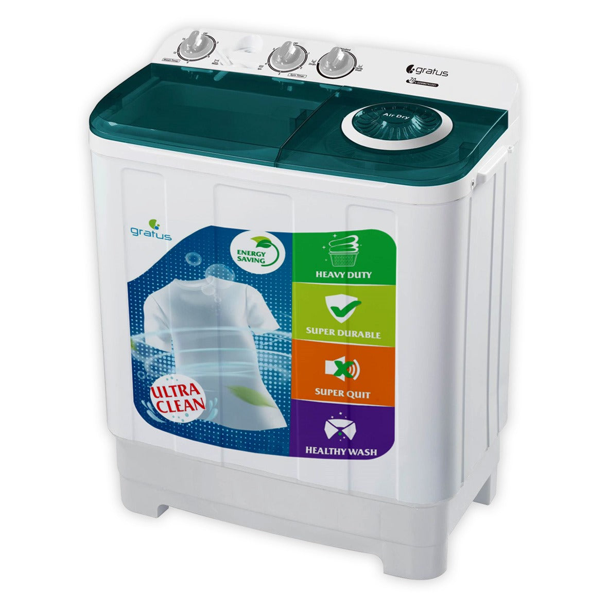 Gratus 10 KG Top Load Semi-Automatic Washing Machine (GSWM07KCDX1)