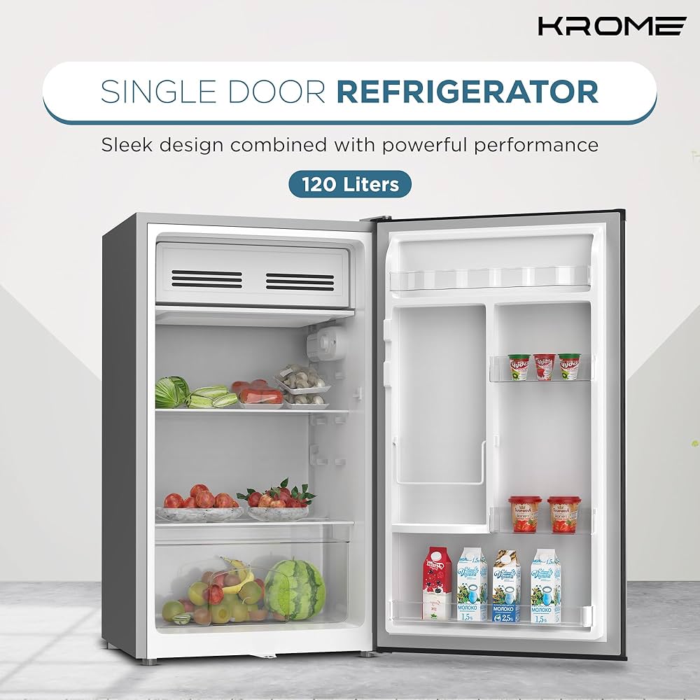KROME 120L Single Door Refrigerator – KR‑RF138DDSG |