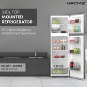 Krome Top Mount Refrigerator 330 Litres No-Frost – Silver | Model KR-RFF 330SM