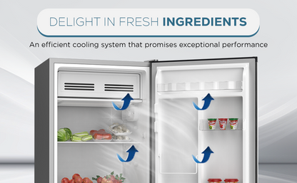 KROME 120L Single Door Refrigerator Mini Fridge – Inox Silver | Model KR-RDC120H