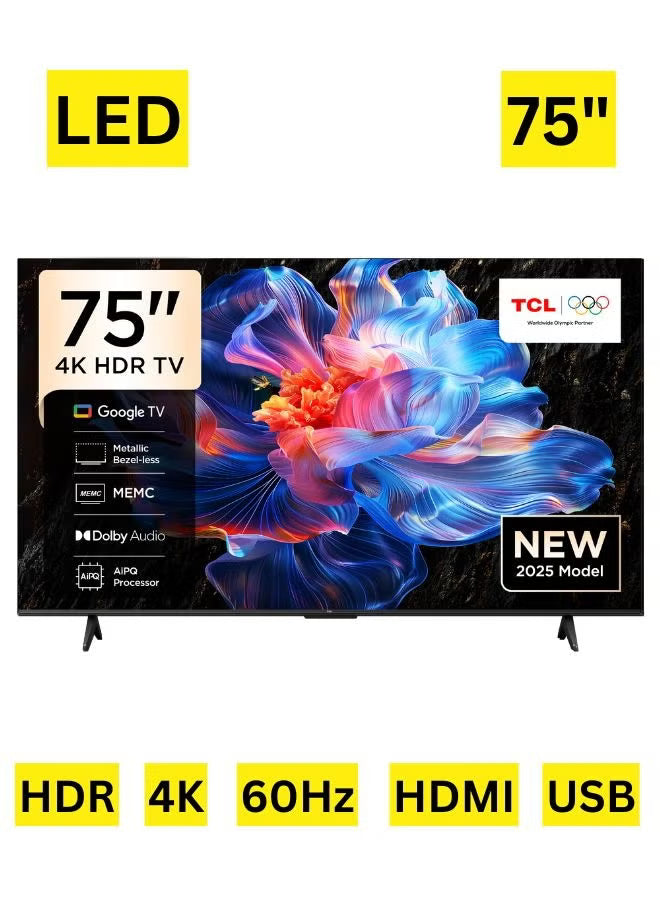 TCL 75 Inch TV, 4K UHD Smart TV, Google TV, Dolby Audio HDR10 & Micro Dimming technology Edgeless Design