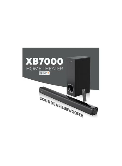 Faster 2.1 Channel Home Theater Soundbar with Wired Subwoofer – 80W Powerful Audio