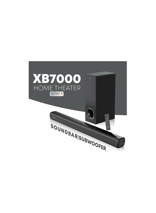 Faster 2.1 Channel Home Theater Soundbar with Wired Subwoofer – 80W Powerful Audio
