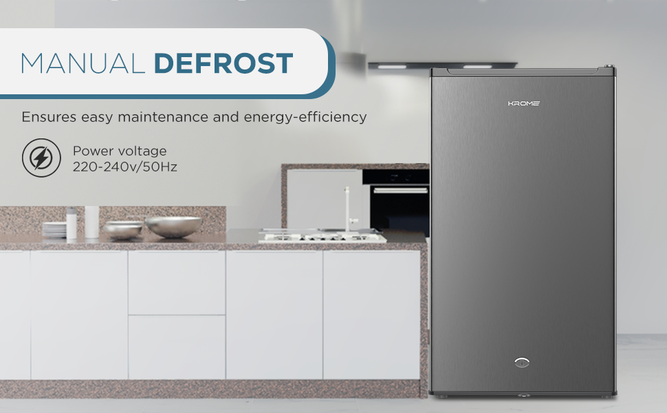 KROME 120L Single Door Refrigerator Mini Fridge – Inox Silver | Model KR-RDC120H