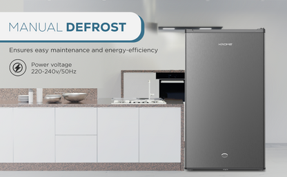 KROME 120L Single Door Refrigerator Mini Fridge – Inox Silver | Model KR-RDC120H