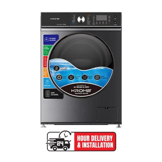 KROME KR-WD96STI 9KG Washer / 6KG Dryer Front Load Combo – 1400RPM, BLDC Inverter Motor
