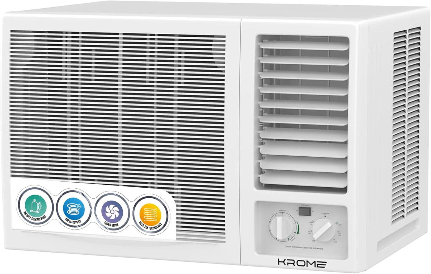KROME 2 Ton Window Air Conditioner – T3 Piston Compressor, 24,000 BTU, Cooling Only – Model KR-AWP24ET3