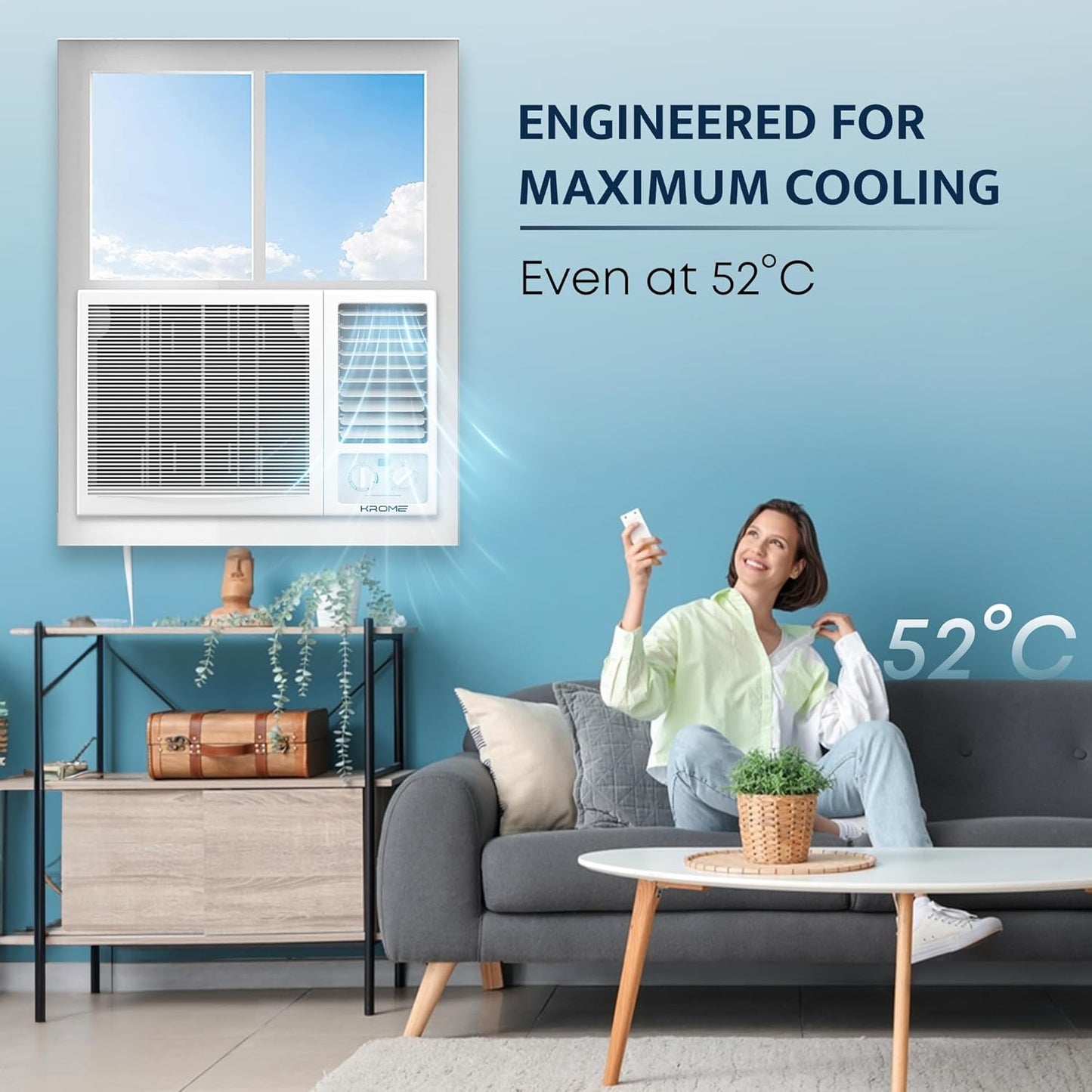 KROME 2 Ton Window Air Conditioner – T3 Piston Compressor, 24,000 BTU, Cooling Only – Model KR-AWP24ET3