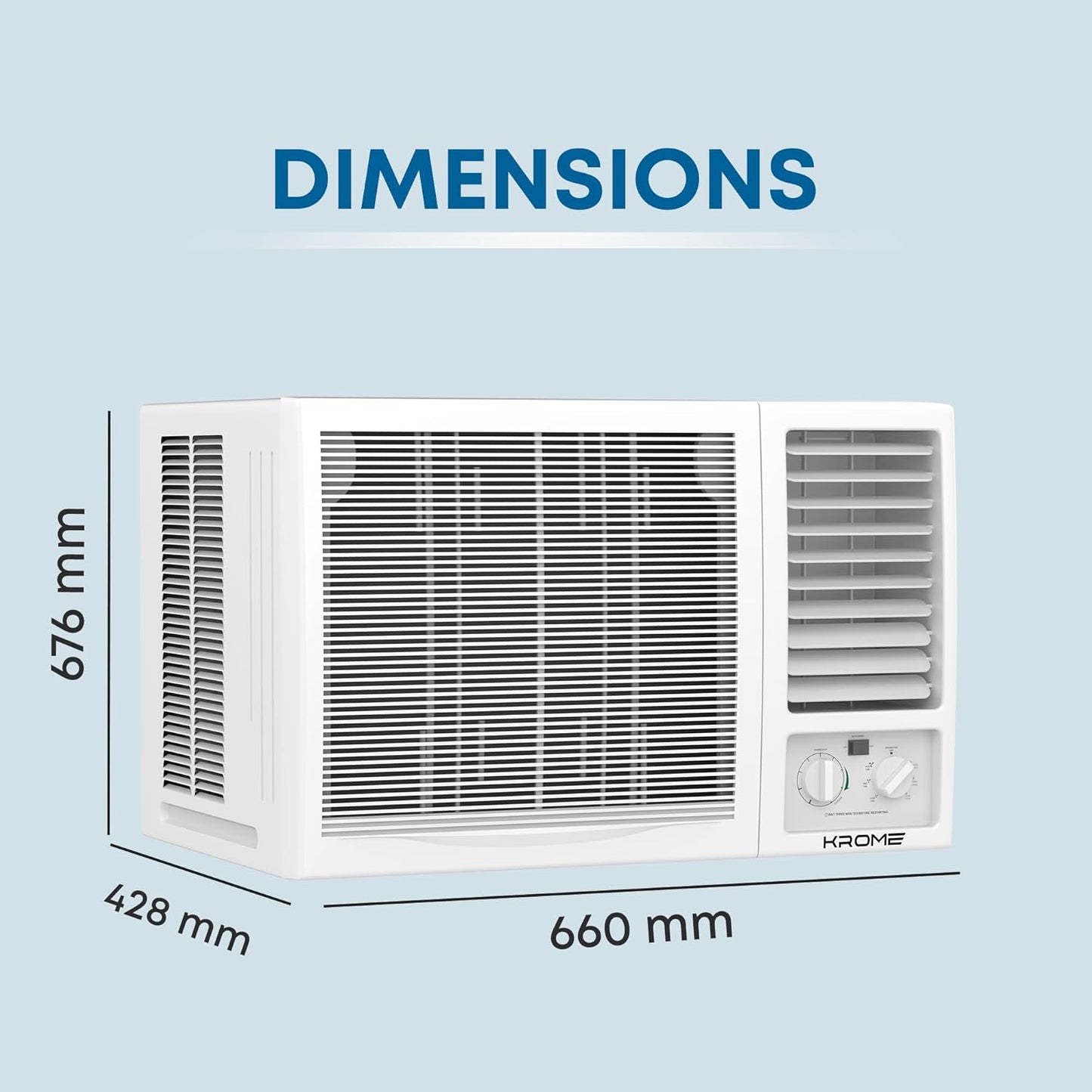 KROME 2 Ton Window Air Conditioner – T3 Piston Compressor, 24,000 BTU, Cooling Only – Model KR-AWP24ET3