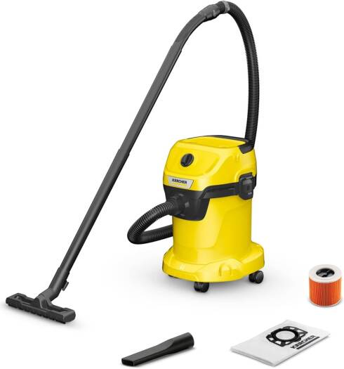 Kärcher WD 3 Wet & Dry Vacuum Cleaner – 1000W, 17L Multi-Purpose (Yellow)