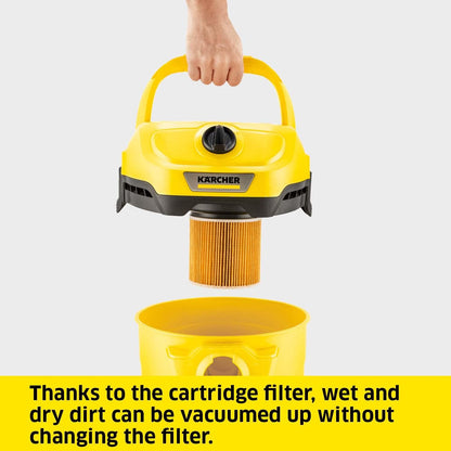 Kärcher WD 2 Plus Wet & Dry Vacuum Cleaner – 1000W, 12L Tank, Blower Function (Yellow)