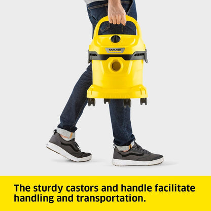 Kärcher WD 2 Plus Wet & Dry Vacuum Cleaner – 1000W, 12L Tank, Blower Function (Yellow)