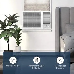 KROME 2 Ton Window Air Conditioner 24000 BTU Rotary Compressor Cool Only Low Noise White KR-AWR24ST3 1 Year Full 5 Years Compressor Warranty